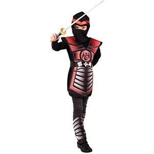 PartyXPeople Ninja 12708-152 Costume de combattant pour enfant Noir/rouge