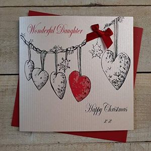 WHITE COTTON CARDS Wonderful Daughter Happy Kerstkaart, handgemaakt, met Engels opschrift ""Wonderful Daughter Happy
