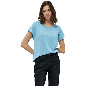 Minus Carlina gebreid T-shirt voor dames, 5015 Pasific Blue Lurex