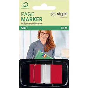SIGEL HN491 plakband, transparante folie, Z-dispenser, 50 vellen 4,3 x 2,5 cm, Color-Tip rood