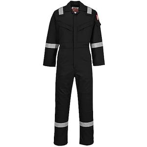 Portwest FR50 Reflecterend pak voor heren, antistatisch en vuurvast, met bescherming tegen elektrische boog, 350 g, zwart, M