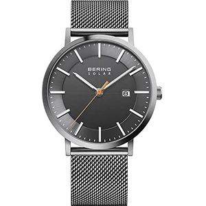 BERING Dames analoog kwarts klassieke collectie horloge met armband van roestvrij staal en saffierglas, Grijs/Zilver, grijs/zilver