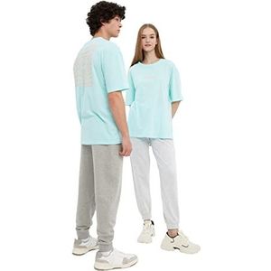 Trendyol Blue Unisex Relaxe T-shirt heren, blauw, S, Blauw