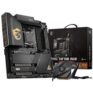 MSI MEG X670E ACE moederbord, ATX, ondersteunt AMD Ryzen 7000-serie, AM5-22 Duet Rail 90A Power Stage, DDR5 Memory Boost 6600 MHz/OC, 3x PCIe 5.0 x16, 2x M.2 Gen5, Wi-Fi 6E