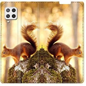 Beschermhoes van leer voor Samsung Galaxy A12, eekhoorntje
