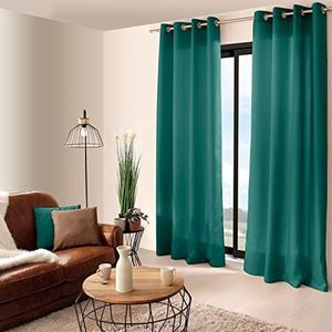 ED ENJOY HOME - Gordijn – polyester – 140 x 240 cm – smaragd – collectie Basic – klaar om op te hangen – wasbaar op 30 °C – voor alle ruimtes – beddengoed – gordijnen
