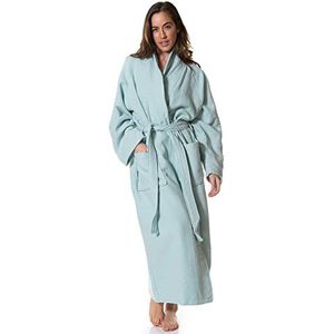 Superior Badjas van 100% katoen met badstof voering en sjaalkraag, oversized, uniseks, voor hotel en spa, voor dames en heren, maat S, turquoise, Aqua
