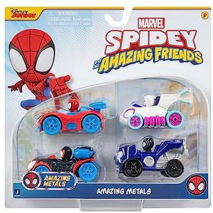 Set van 4 metalen figuren Spidey en zijn buitengewone vrienden van Marvel – bevat figuren van Spidey, Ghost-Spider, Black Panther en Miles Morales Alias Spider-Man