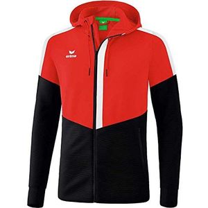 Erima Squad trainingsjack met capuchon voor heren, 1 stuk, Rood/Zwart/Wit