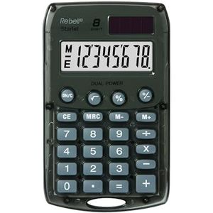 Rebel 77234N rekenmachine met 8 cijfers, zonne-/batterij, zwart