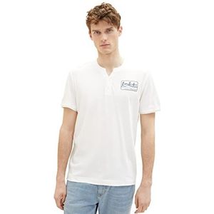 TOM TAILOR T-shirt Serafino pour homme avec petit imprimé, 10332 - Off White, L