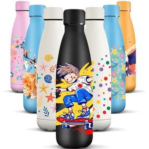 HoneyHolly Thermische fles, 500 ml, BPA-vrij, thermische fles, dubbelwandige isolatie, fles, lekvrij, roestvrij staal 18/8, drinkfles van roestvrij staal voor sport, school, yoga