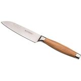 Le Creuset Santoku-mes, glad lemmet 13 cm van damaststaal 18/8, handvat van olijfhout, roestvrij, bruin/zilver, 98000213000200