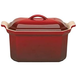 Le Creuset Terrine rechthoekig, met pers, 18 x 11 cm, keramiek, kers, 91008408064000