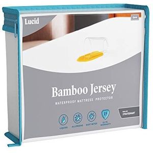 LUCID Matrasbeschermer Jersey Premium Bamboe Matrasbeschermer Extra Zacht Waterdicht Wit Eenpersoonsbed