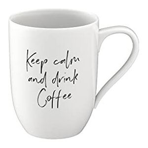 Villeroy & Boch - Mok met handvat ""Keep Calm and Drink Coffee"", 280 ml, hoogwaardig porselein, wit, 1 stuk (1 stuk)