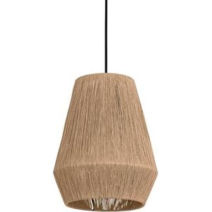 EGLO Alderney Hanglamp, stoffen kroonluchter voor woonkamer en eetkamer, hanglamp van natuurlijke hennep en zwart metaal, fitting E27