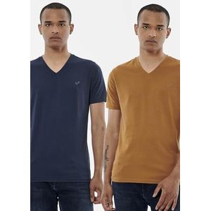 Kaporal - Set van 2 basic T-shirts Slim voor heren. - Cadeau - Heren, Navbis blauw