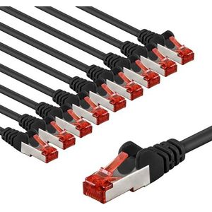goobay 10 stuks CAT6 netwerkkabels S/FTP/CU Ethernet PiMF LSZH/Cat 6 afgeschermd met 10 Gbits zwart 10 x 5 m 65981
