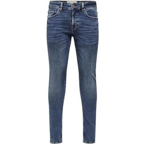 ONLY & SONS ONSWARP Jean skinny pour homme Taille basse Coupe skinny, denim bleu médium, 36W / 32L