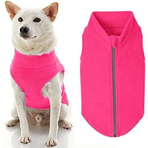 Gooby Hondentrui met ritssluiting, roze XXL, trui van fleece, warm, zonder riem, wintertrui voor kleine honden – kleding voor kleine en middelgrote honden