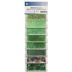 Glorex 6 1630 163 - groene kralenmix - 40 g, 8 kleuren afzonderlijk verpakt om sieraden, pareldieren en andere accessoires te creëren