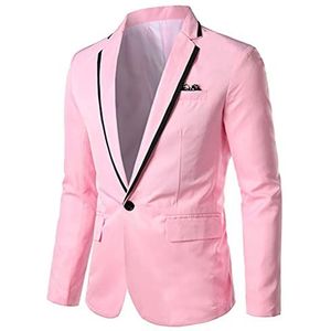 Heren kostuumjas met één knop blazer slim fit herfst blazer kantoor blazer mannen mode cocktailparty business pakken dunne pakken, Lichtblauw