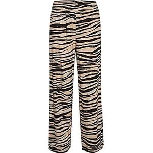 KAFFE Kaanni Casual Pants Dames, Zwart / Zand Zebra Print, 44, zwart/zand zebra print
