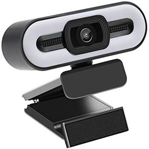 PIPRE Full HD 1080P webcam, ingebouwd verstelbaar vullicht en dubbele ruisonderdrukkingsmicrofoon, Q2, 1080p webcam voor pc, desktop, laptop