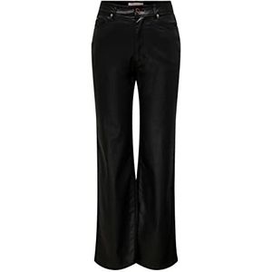 Only ONLCAMILLE-Newark EX HW Wide Coated PNT broek, zwart, S / 32 tot dames, zwart, S, zwart.
