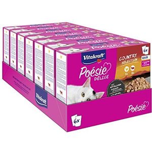 VITAKRAFT - Kattenvoer ""Poëzie"" - Complete natvoer voor katten - Met gelei-vlees (kip, rundvlees) - 42 zakjes van 85 g