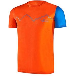 Black Crevice Merino Wol T-shirt voor heren - Premium Merino Wol T-shirt - 70% merinowol en 30% polyester - Temperatuurregulerend T-shirt voor heren - Mulesing vrij T-shirt, Oranje/Blauw