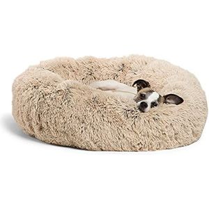 Best Friends by Sheri The Original Calming Donut, kattenkussen met hoogpolig, afneembare hoes met ritssluiting, taupe, 58 x 58 cm, S