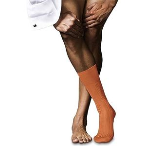 FALKE Heren nr. 10 ademende sokken katoen lichte glans versterkt platte naad fijn geribbelde tenen effen elegant voor kleding en werk 1 paar, Rood (Fire 8150)