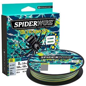SpiderWire Ultracast Vlecht, uniseks, volwassenen, SUCFS10-AQC, Aqua Camo, 10 kg