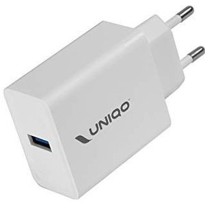 UNIQO Quick Charge 3.0 wandlader, 18 watt, USB-poort voor snel opladen van maximaal 80% smartphone in 30 minuten, EU-stekker