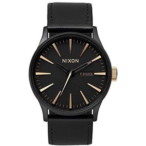 Nixon Herenhorloge met leren armband A105-1041-00, zwart zwart, Eén maat, armband, zwart zwart, Taille unique, armband