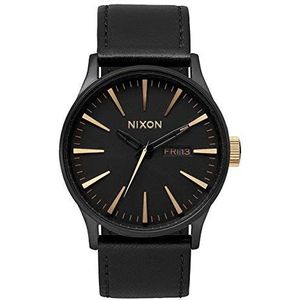 Nixon Herenhorloge met leren armband A105-1041-00, zwart zwart, Eén maat, armband, zwart zwart, Taille unique, armband