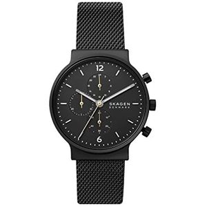 Skagen Ancher herenhorloge chronograaf 40 mm behuizing ten minste 50% van gerecycled roestvrij staal, zwart., armband