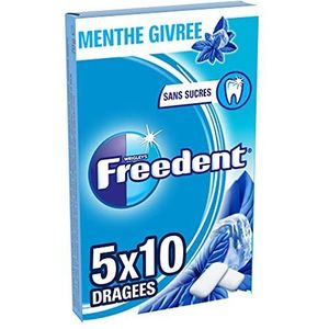 FREEDENT - Kauwgom Mint zonder suiker - 5 verpakkingen van 10 dragees - 70 g