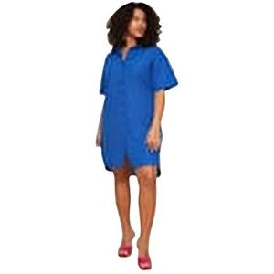 Trendyol Grote maten mini-jurk voor dames, losse pasvorm, geweven jurk, grote maat, indigo, 48, indigo, Indigo