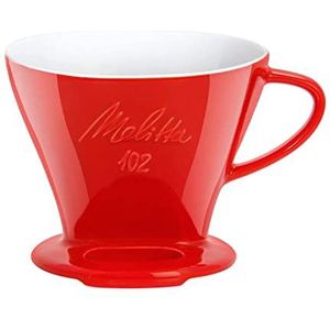 Melitta Koffiefilterhouder van porselein, Pour Over, rood, maat 102