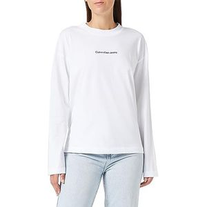 Calvin Klein Jeans Lange mouwen losse institutionele L/S gebreide tops voor dames, Wit