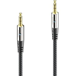 sonero® premium audiokabel met nylon ommanteling, 3,5 mm jack, 0,50 m, vergulde contacten, zwart