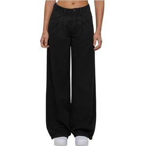 Urban Classics Pantalon plissé organique pour femme - Pantalon plissé à la taille - Jambe large - Disponible en différentes couleurs - Tailles XS à 5XL, Noir, 32
