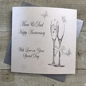 WHITE COTTON CARDS Handgemaakte verjaardagskaart met opschrift ""With Love On Your Special Day"" voor mama en papa met champagneglazen BD194