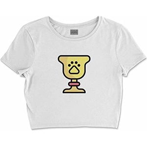 Bona Basics, Impression numérique, T-shirt basique pour femme, 100% coton, blanc, décontracté, hauts pour femme, taille : XL, blanc, XL taille court