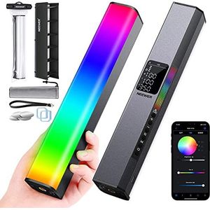 NEEWER RGB led-videolichtstaaf, touch-balk en app-bediening, draagbaar fotolicht, dimbaar, 3200 K ~ 5600 K, CRI98 + ledlicht, kleur met batterij 6400 mAh, RGB1 (zilver)