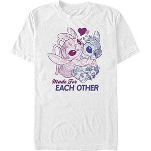 Disney Lilo & Stitch Angel Together Organic T-shirt, uniseks, korte mouwen, wit, S, Weiss