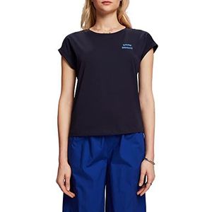 ESPRIT T-shirt avec mini imprimé, 100% coton, bleu marine, S